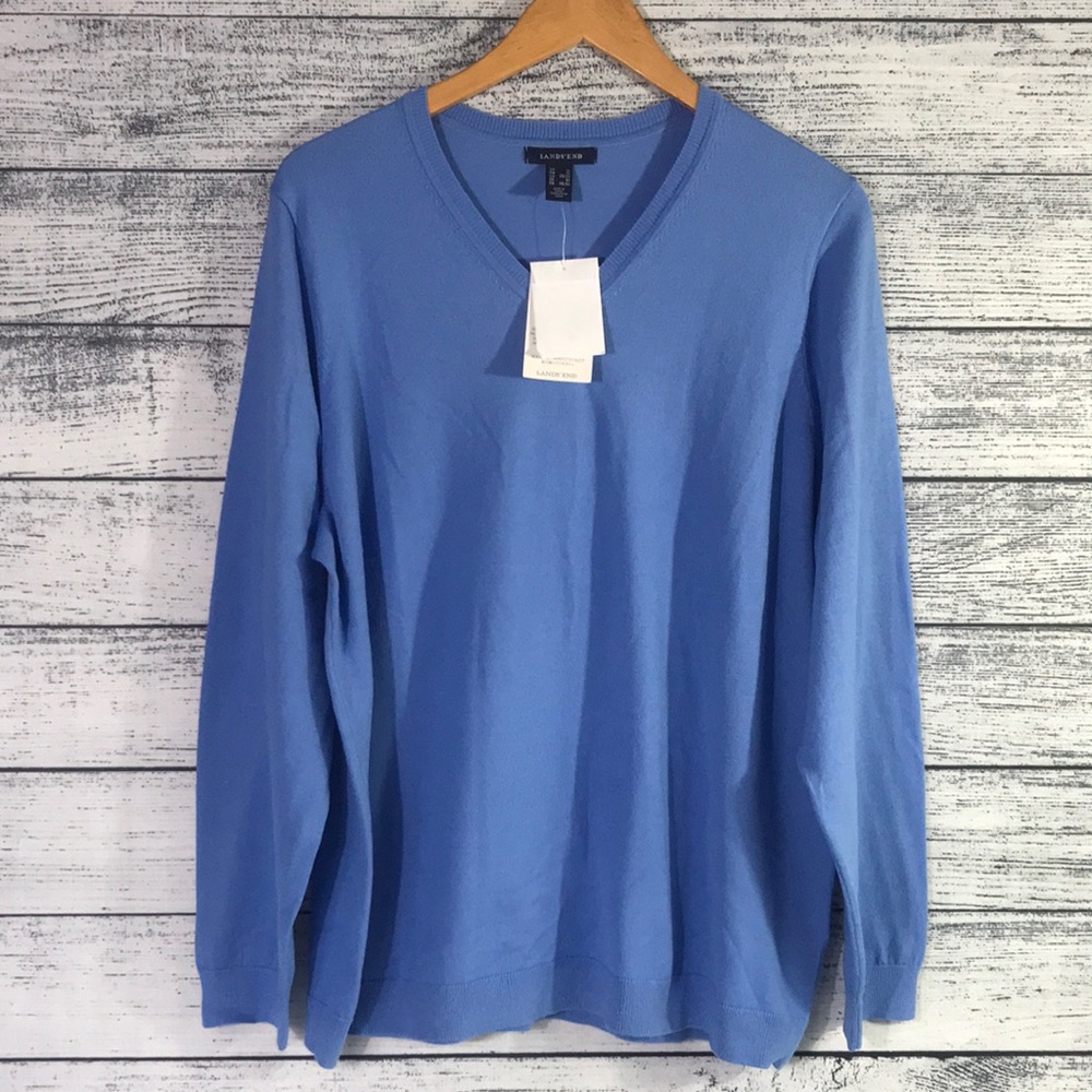 NWT-LANDS’END-V-Neck Long Sleeve Sweater
